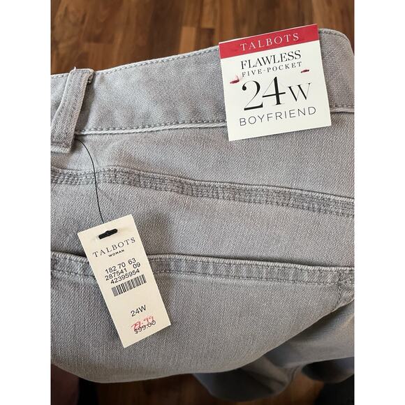 NWT Talbots Flawless Five Pocket Woman Boyfriend Jeans Women’s 24w Gray Relaxed - Picture 7 of 9